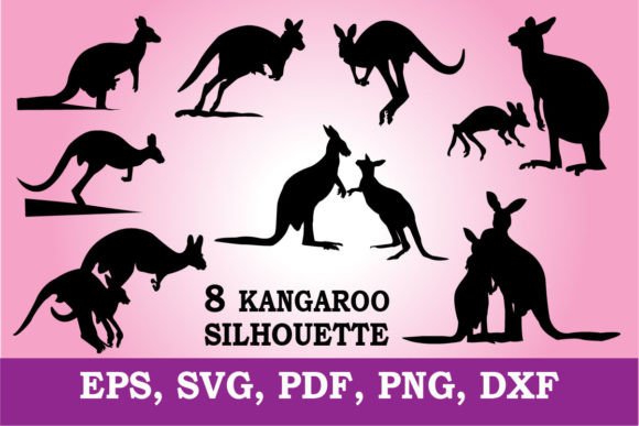 KANGAROO SILHOUETTE, SVG: Graphics for T-Shirt Designs